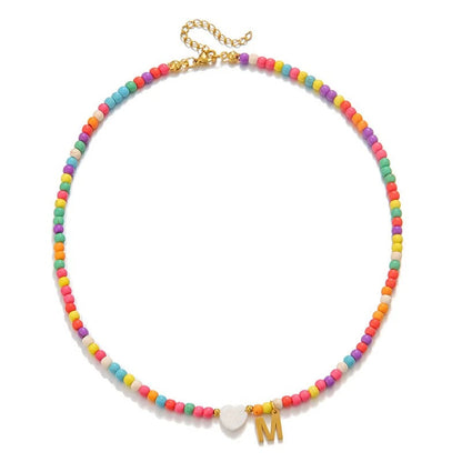 Colorful Initial Heart Necklace