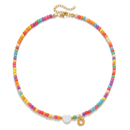 Colorful Initial Heart Necklace