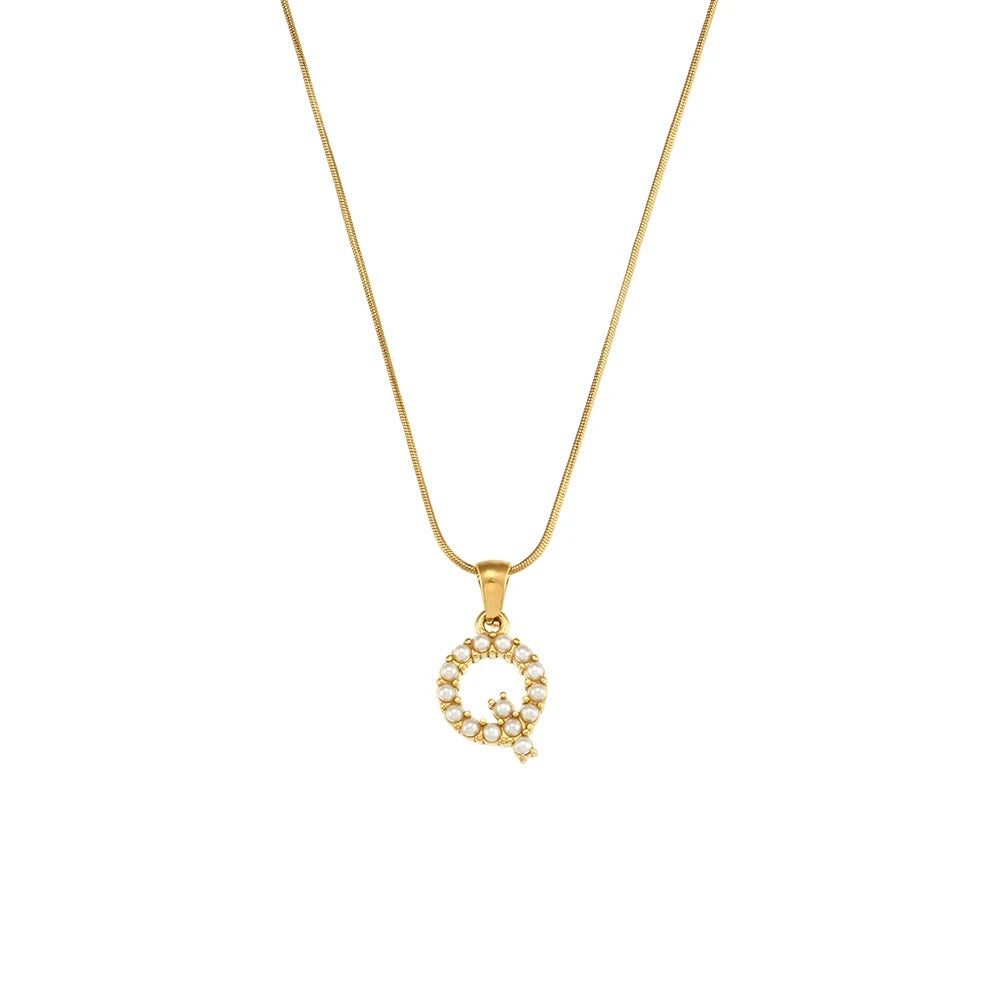 Pearl Letter Initial Necklace