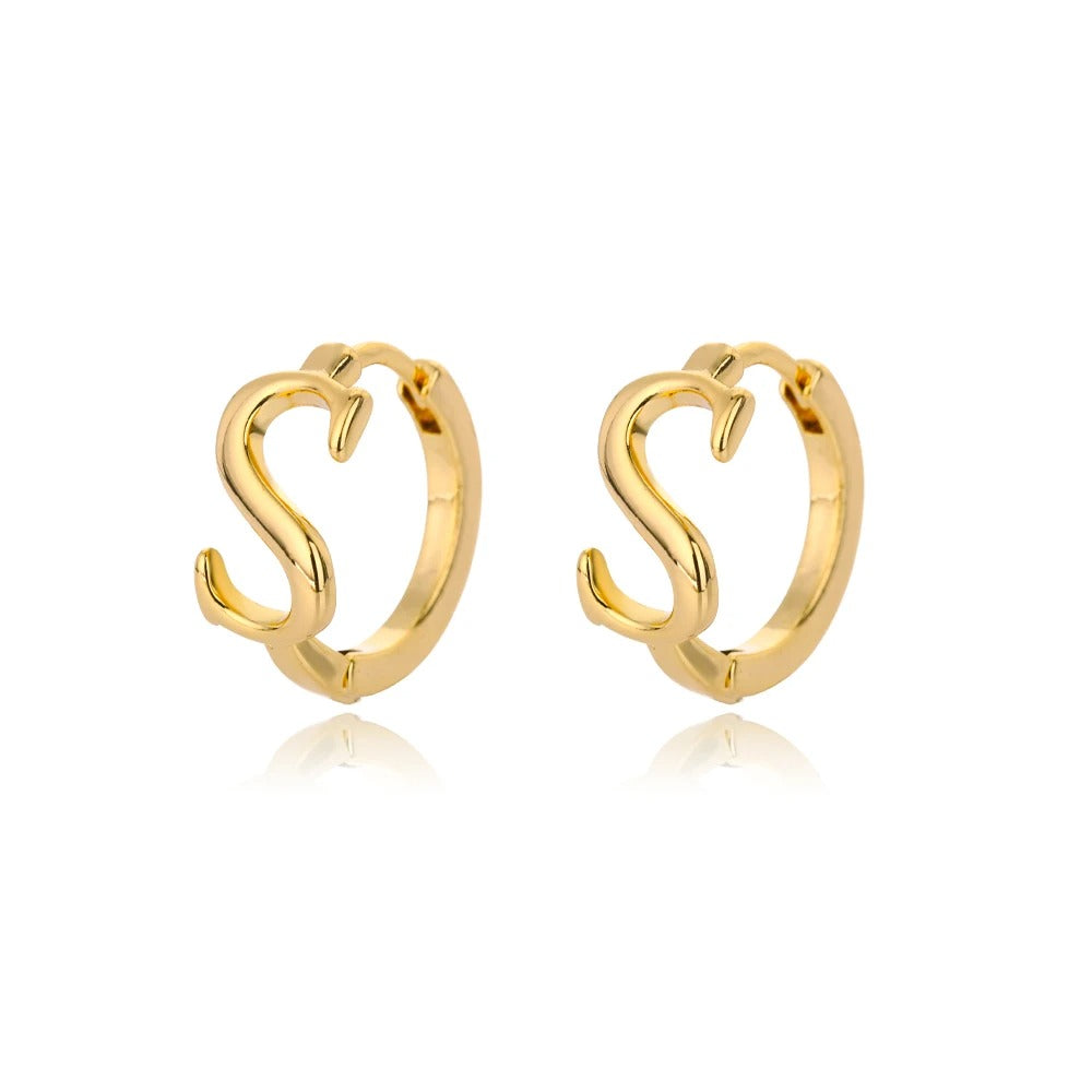 Minimal Initial Letter Stud Earrings