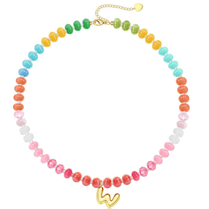Initial Natural Stone Necklace