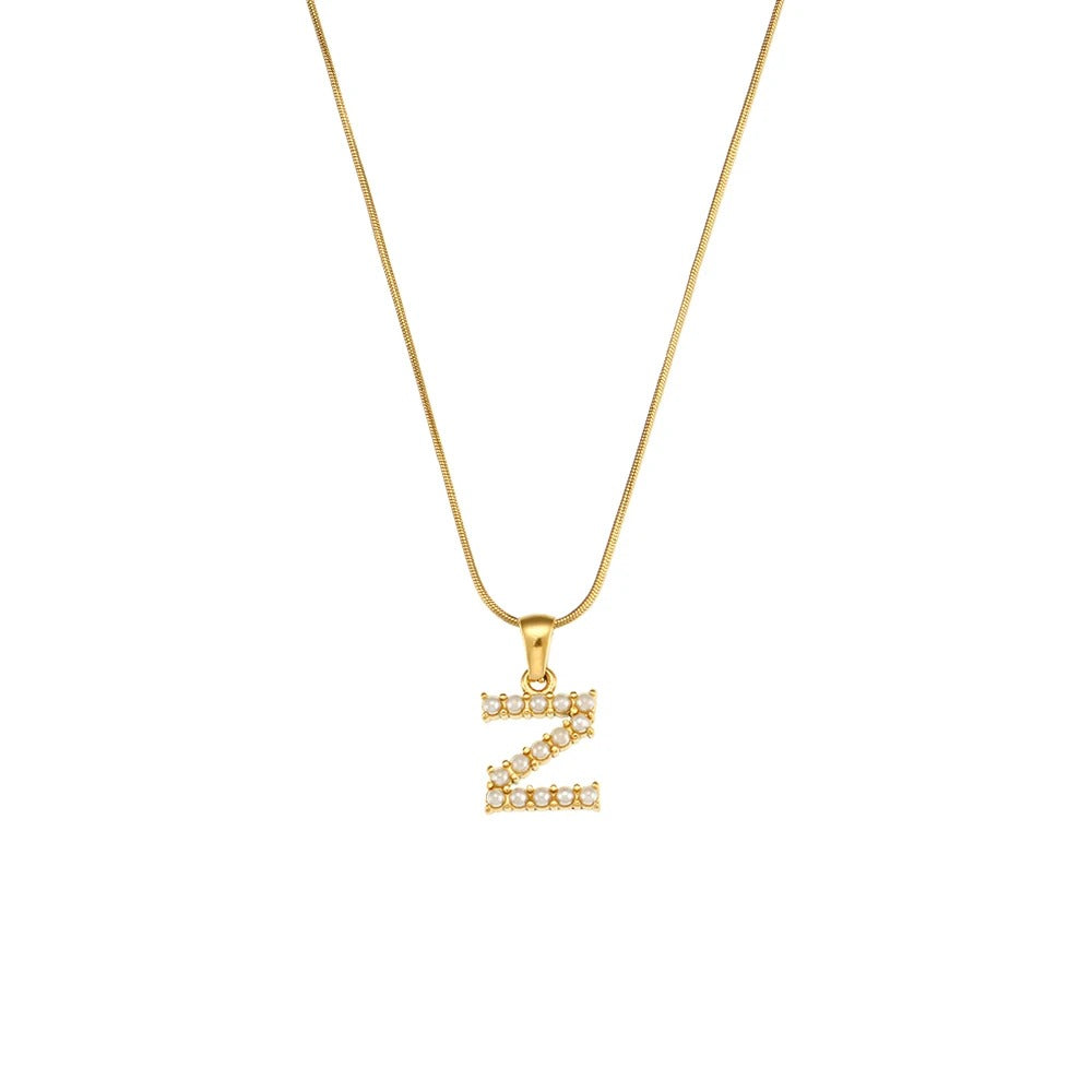 Pearl Letter Initial Necklace