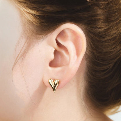 Dainty Compressed Hearts Earrings