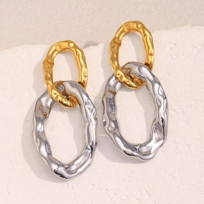 Exaggerated Double Hoops Stud Earrings