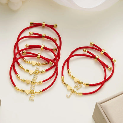 Initial Heart Rope Bracelet