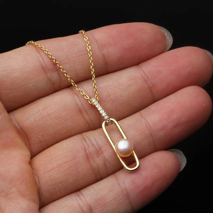 Dainty Pearl Necklace & Earrings Set