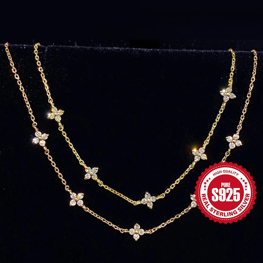 Sterling Silver Diamond Flower Bracelet