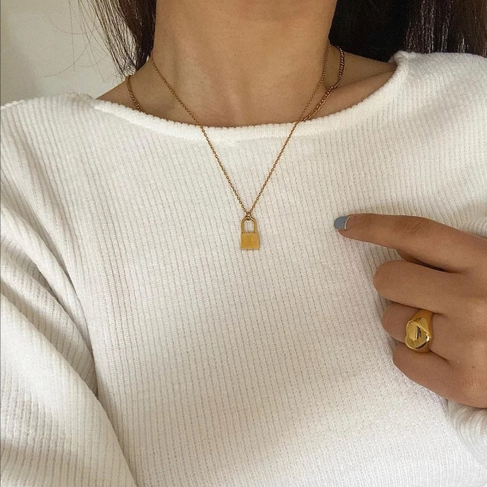 Lock Letter Initial Necklace