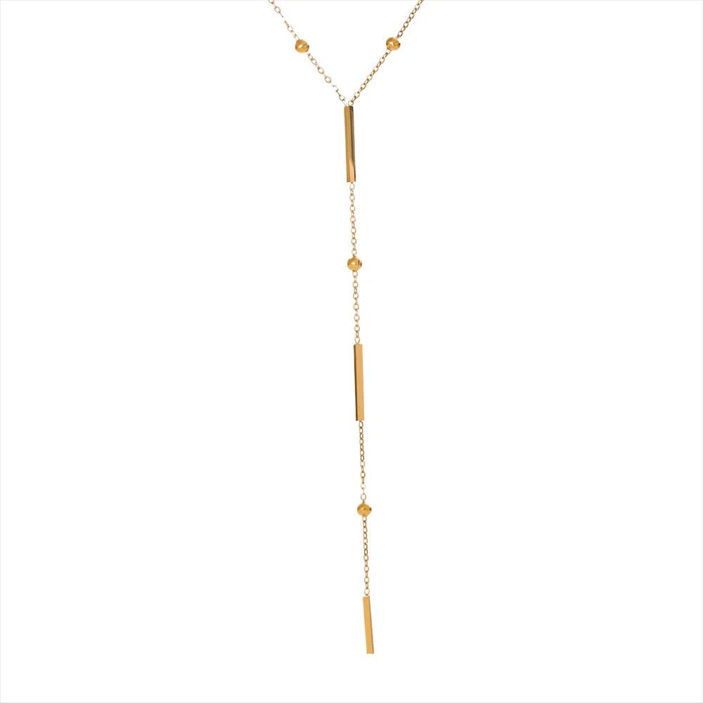 Thin Long Bar Tassel Necklace