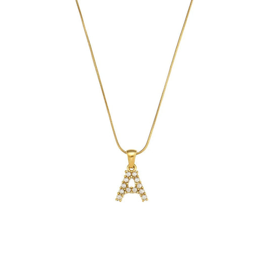 Pearl Letter Initial Necklace