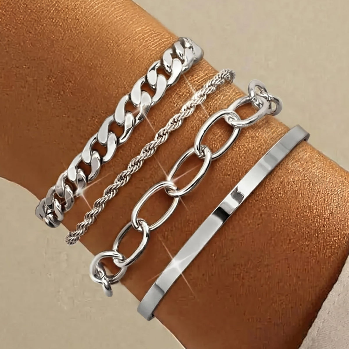 4pc Chunky Stackable Bracelets