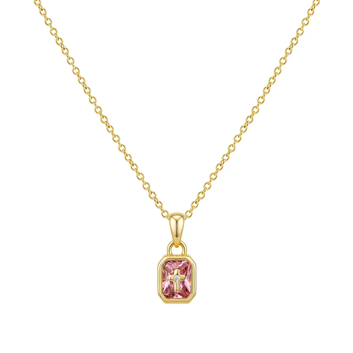 Cross Birthstone Necklace