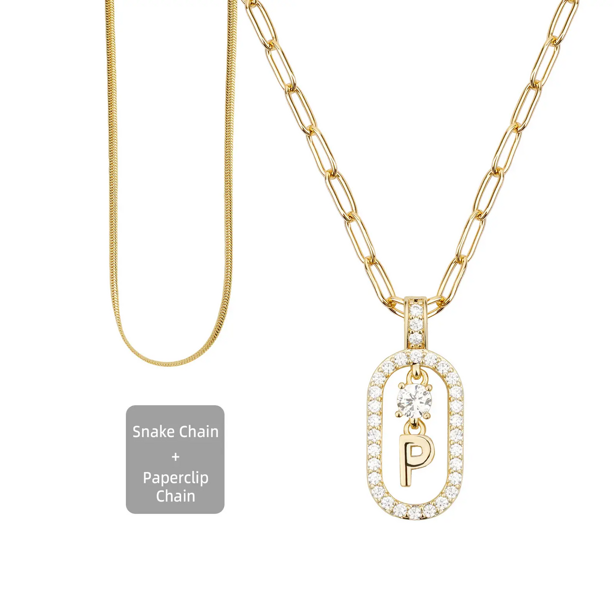 2pc Initial Necklace Set