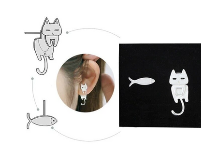 Cat and Fish Earrings