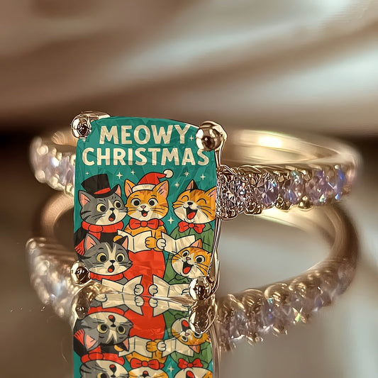 Meow Christmas Square Ring