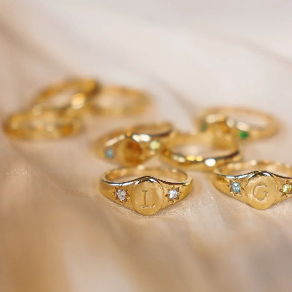 Zircon Initial Signet Ring