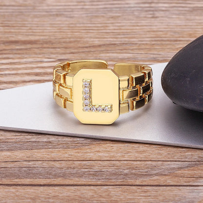 Square Crystal Initial Ring