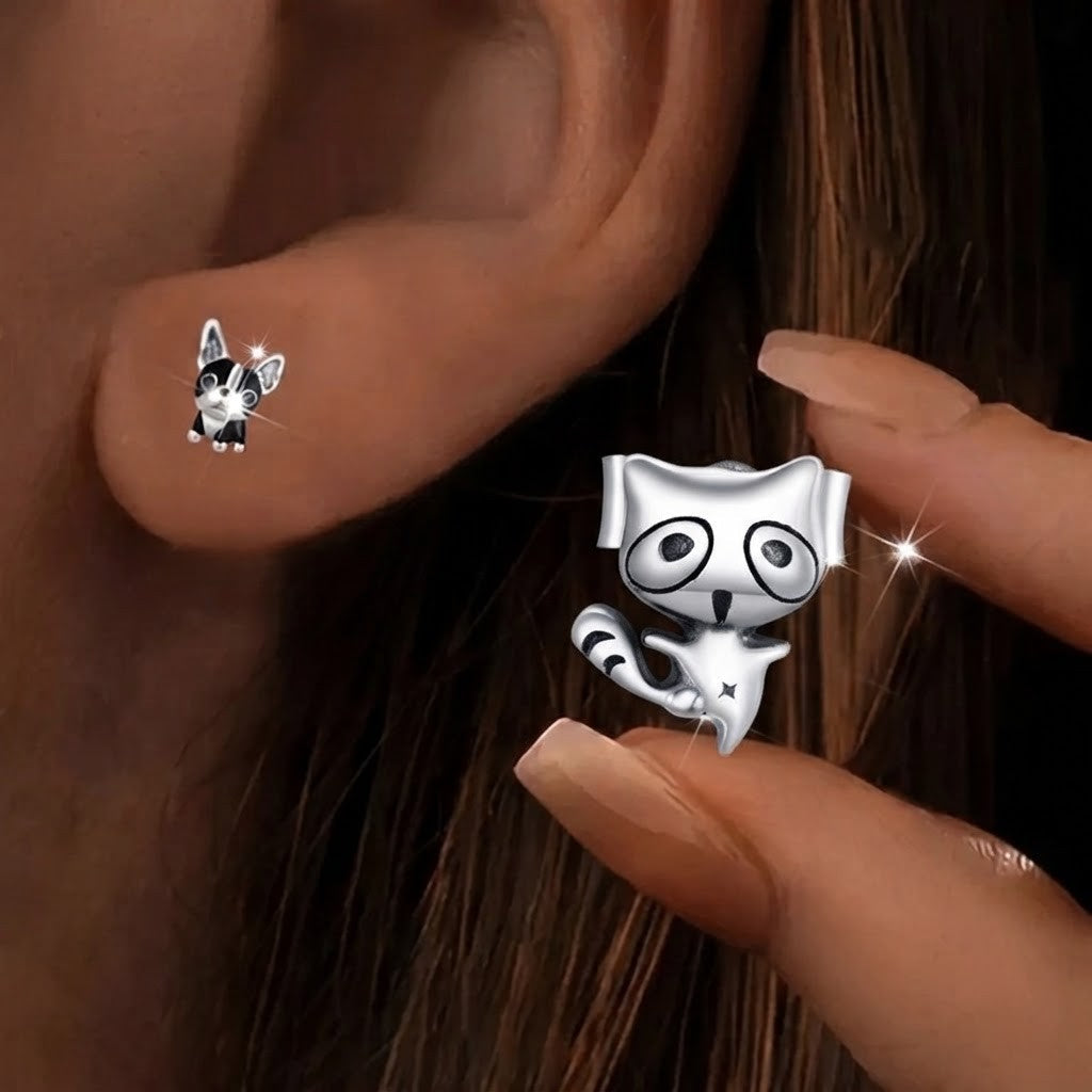 Playful Raccoon Stud Earrings