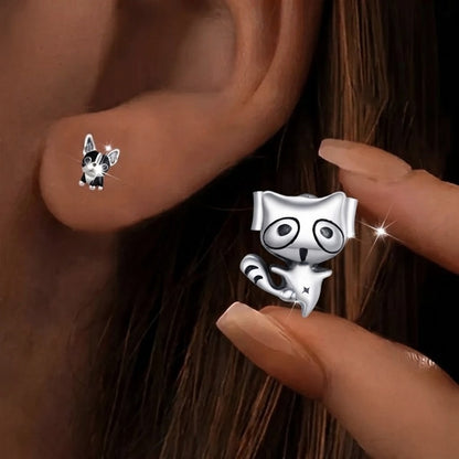 Playful Raccoon Stud Earrings