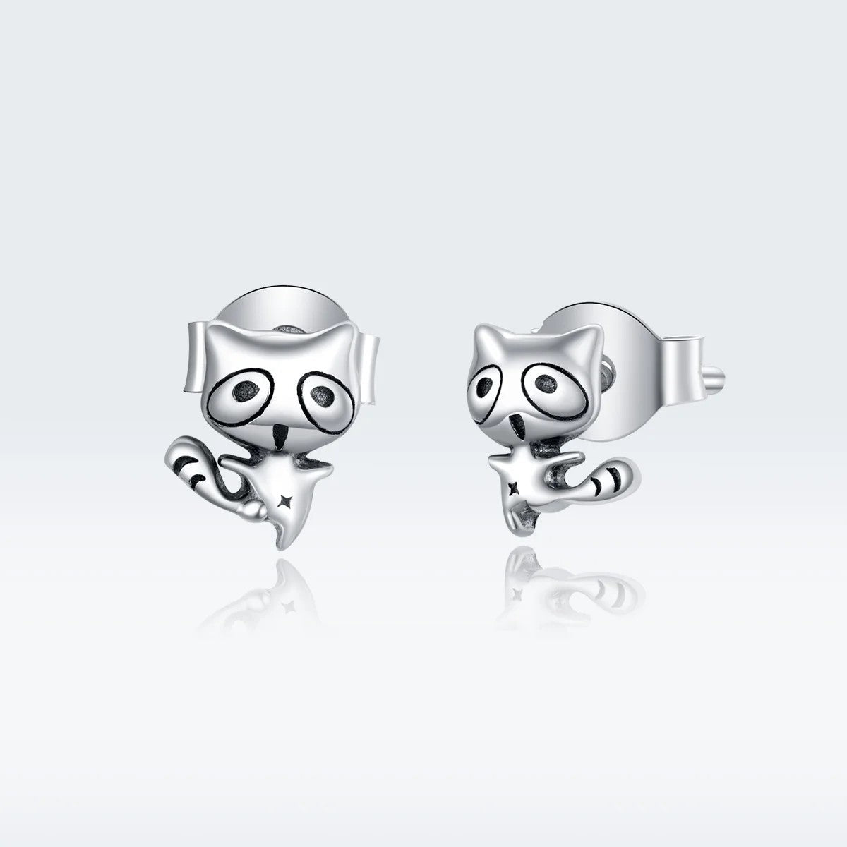 Playful Raccoon Stud Earrings