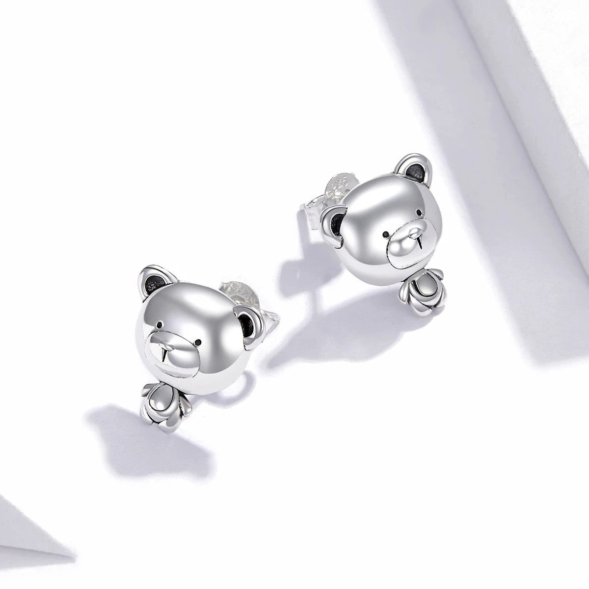 Silver Bear Stud Earrings