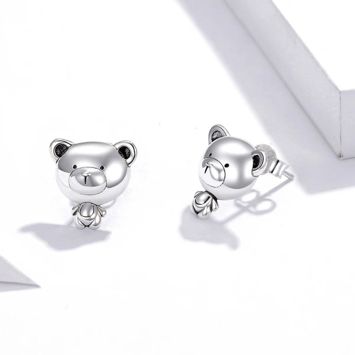 Silver Bear Stud Earrings