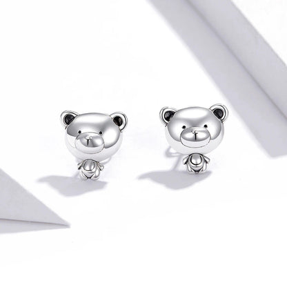 Silver Bear Stud Earrings