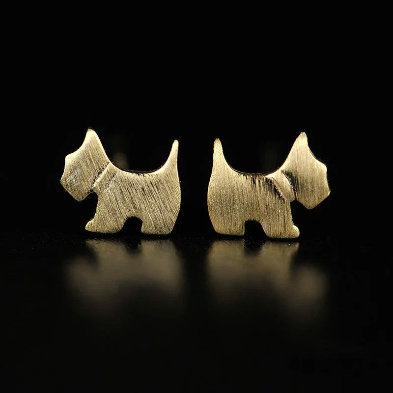 Brushed Dog Stud Earrings