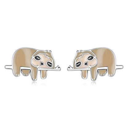 Brown Sloth Stud Earrings
