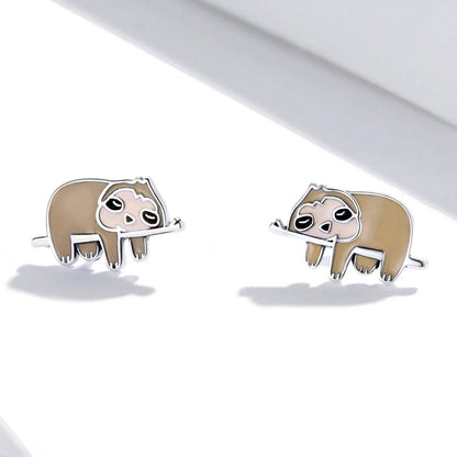 Brown Sloth Stud Earrings