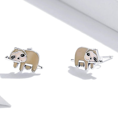 Brown Sloth Stud Earrings