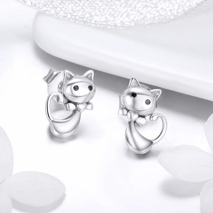 Bow Tie Cat Stud Earrings