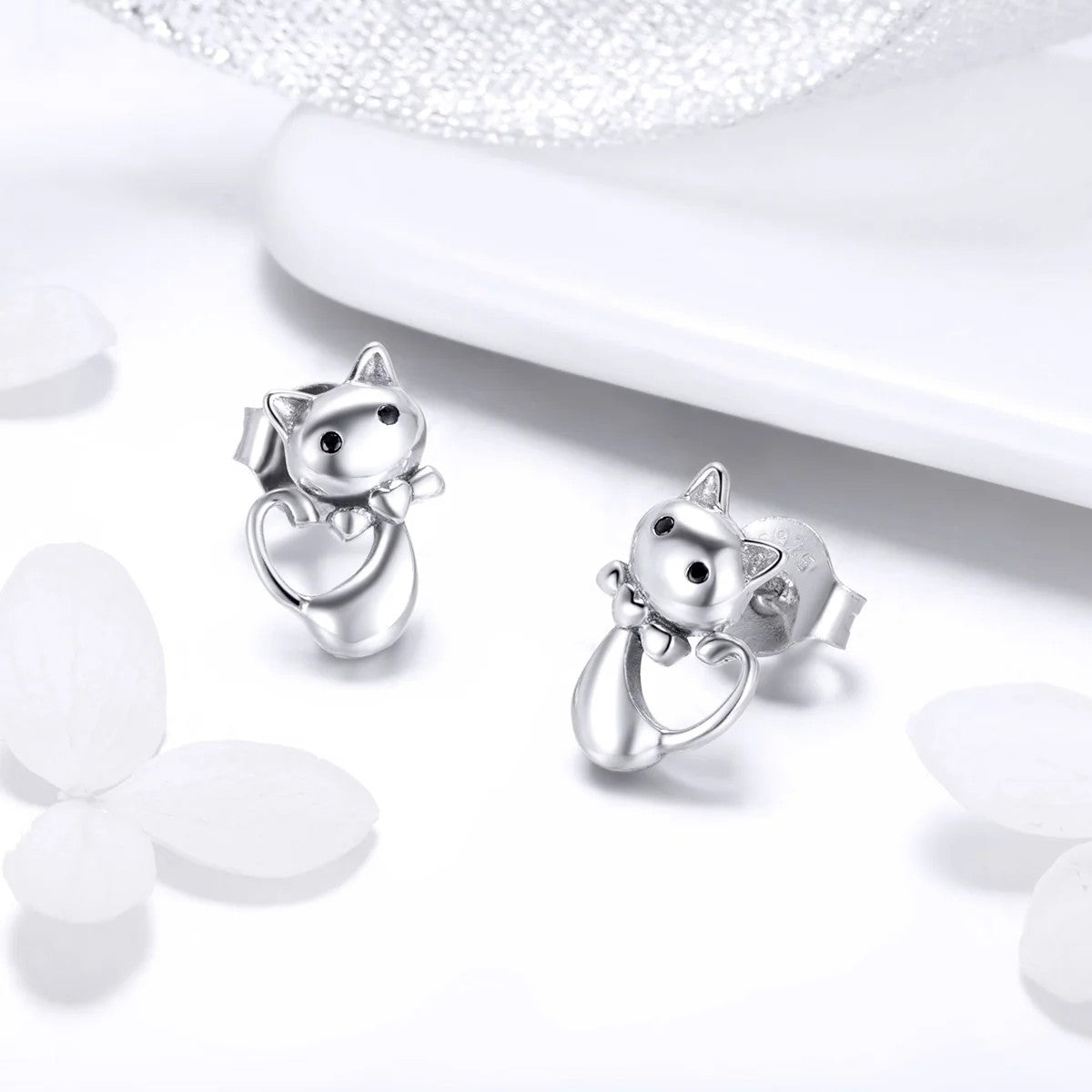 Bow Tie Cat Stud Earrings