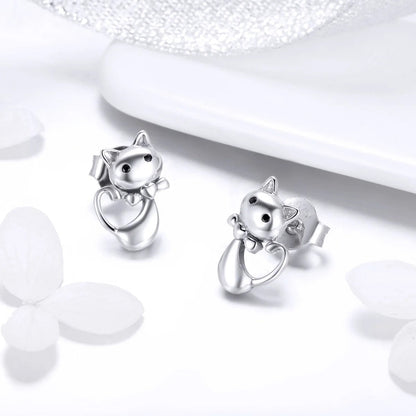 Bow Tie Cat Stud Earrings