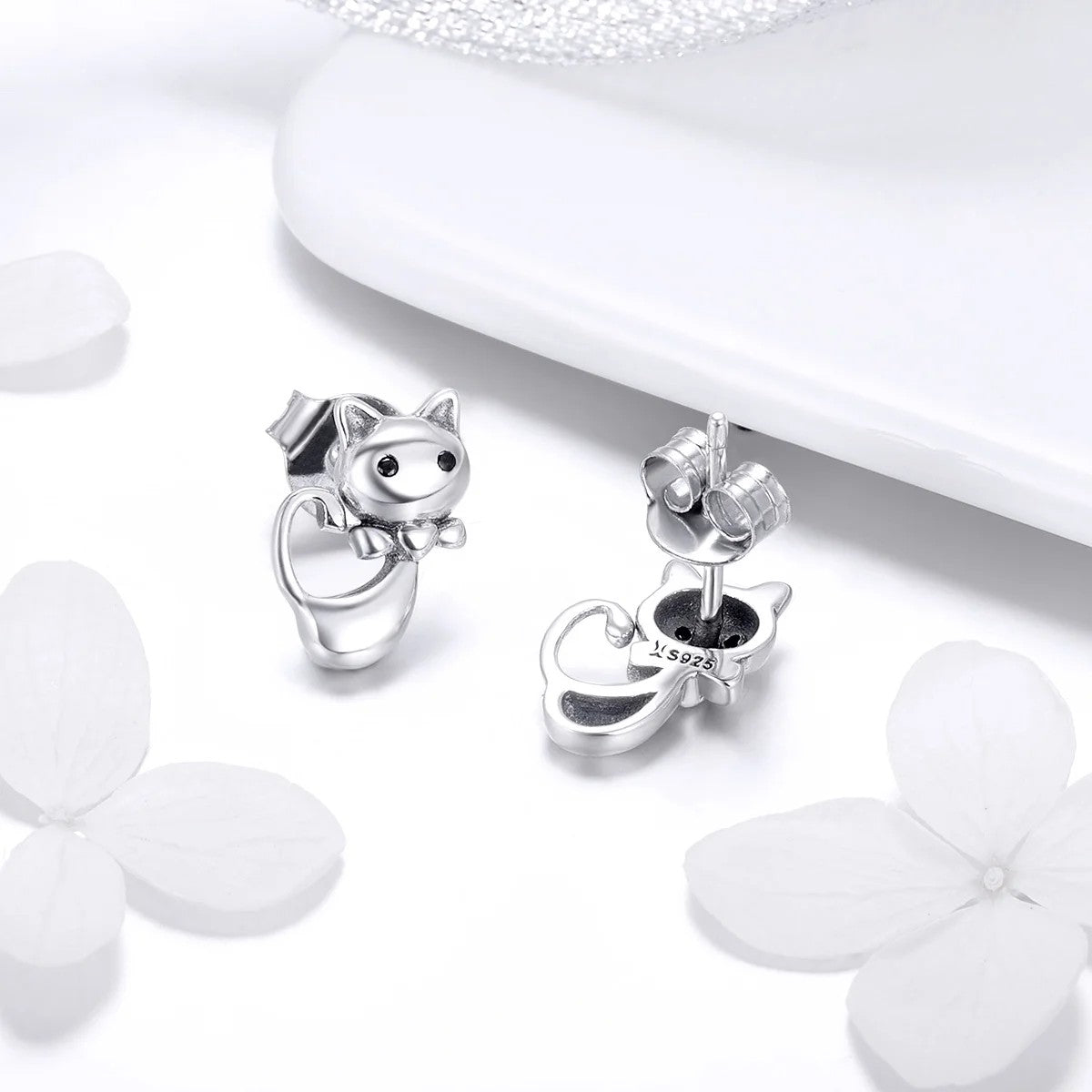 Bow Tie Cat Stud Earrings