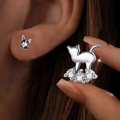 Cat Zircon Pebble Stud Earrings