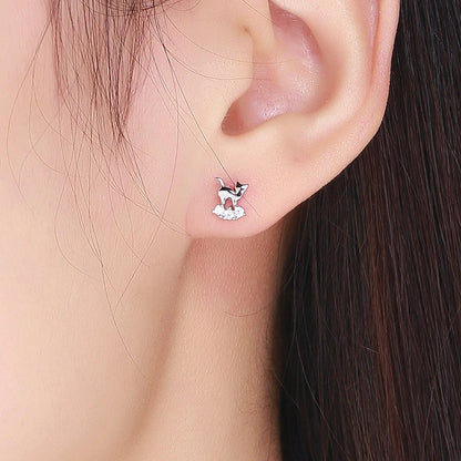 Cat Zircon Pebble Stud Earrings