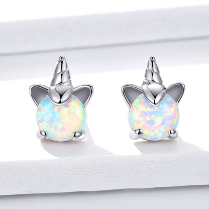 Opal Unicorn Stud Earrings