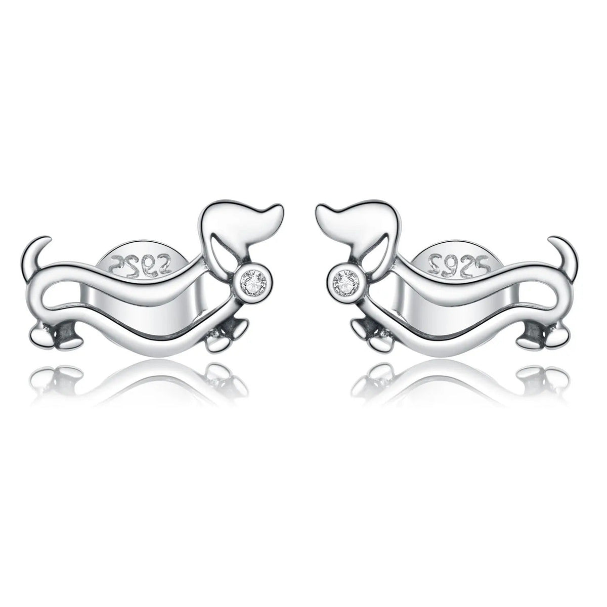 Gold Crystal Dachshund Stud Earrings