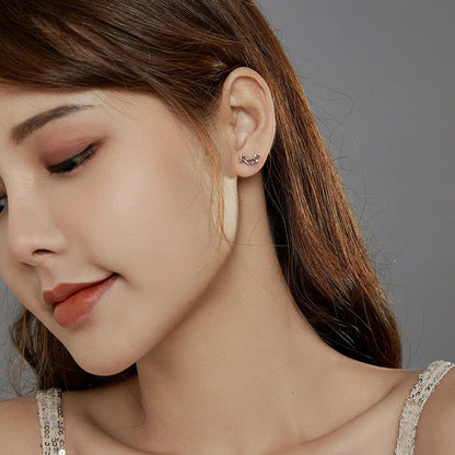 Gold Crystal Dachshund Stud Earrings