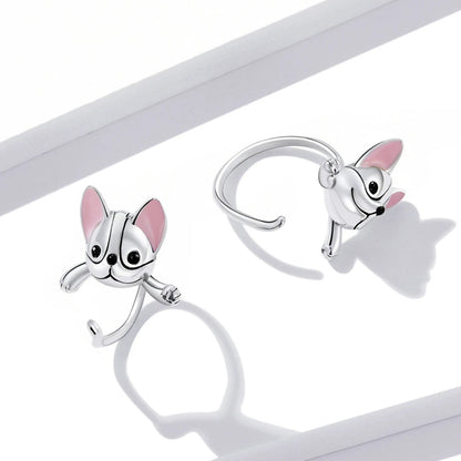 Pink Ear French Bulldog Stud Earrings