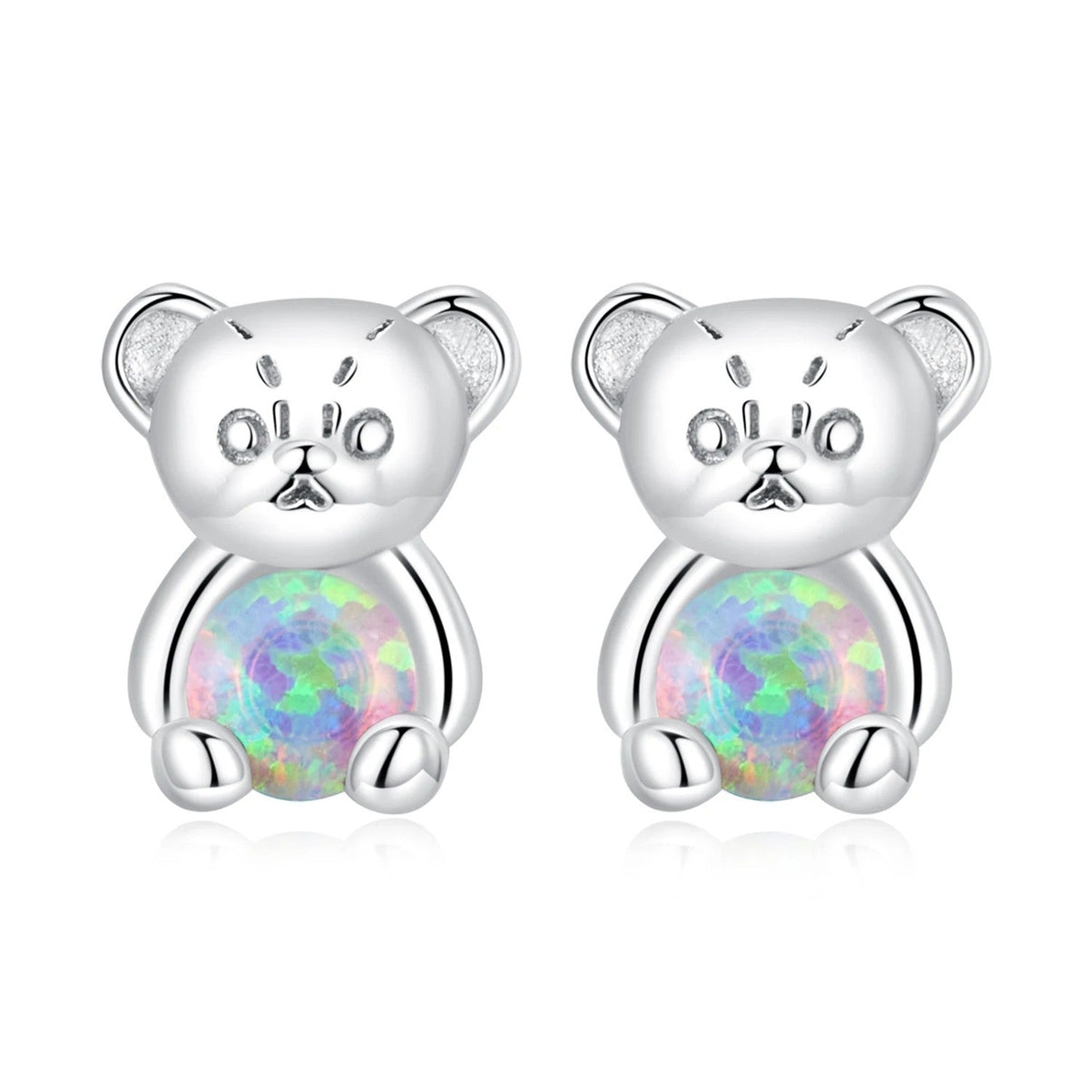 Opal Bear Stud Earrings