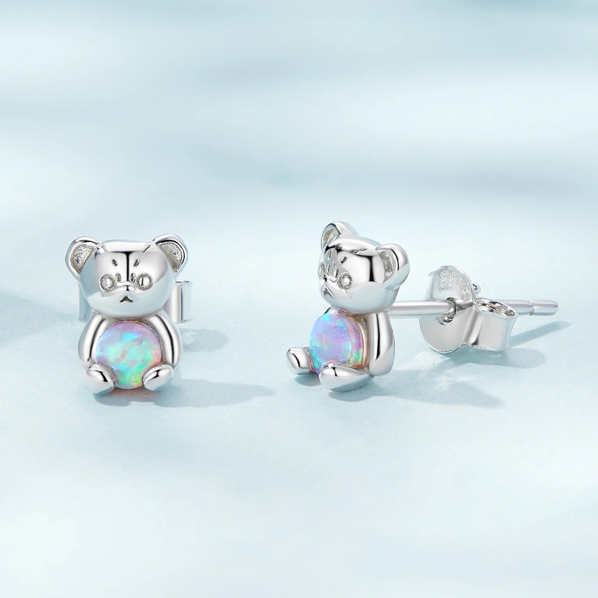 Opal Bear Stud Earrings