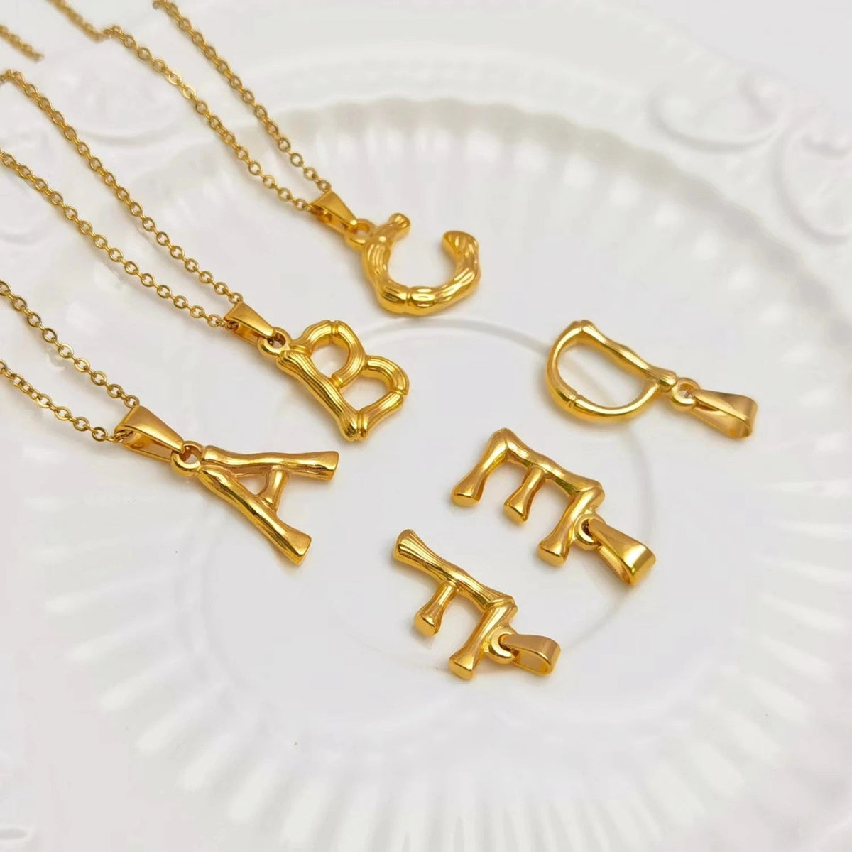 Puffy Letter Initial Necklace