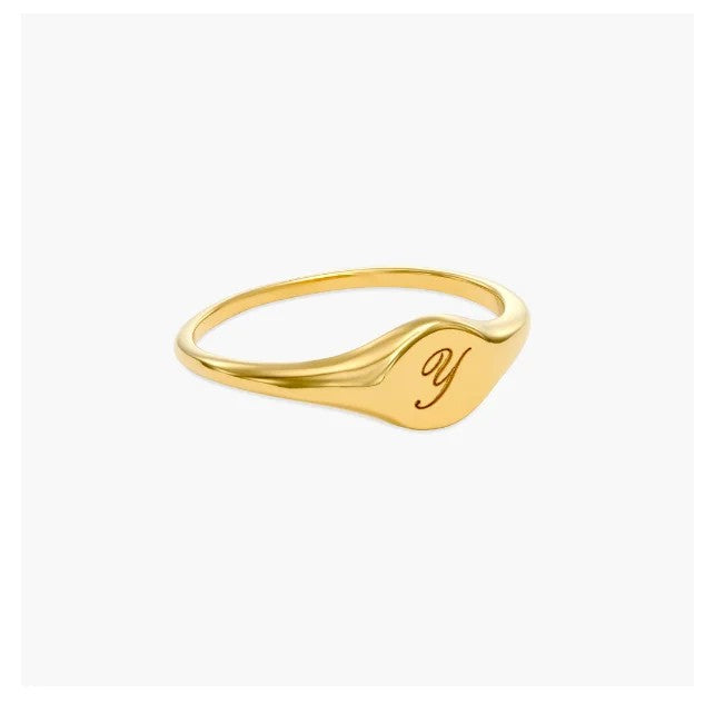 Engraved Initial Signet Ring