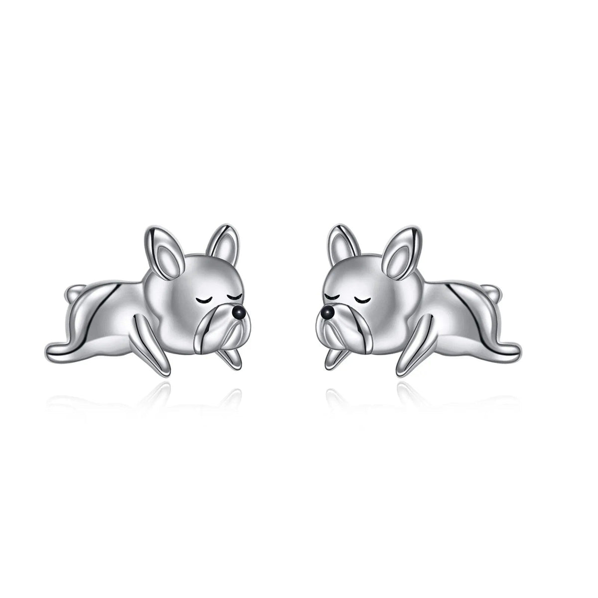 Rose Gold Lying Dog Stud Earrings