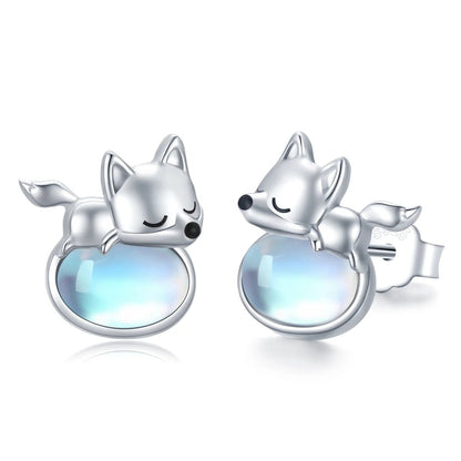 Moonstone Fox Stud Earrings