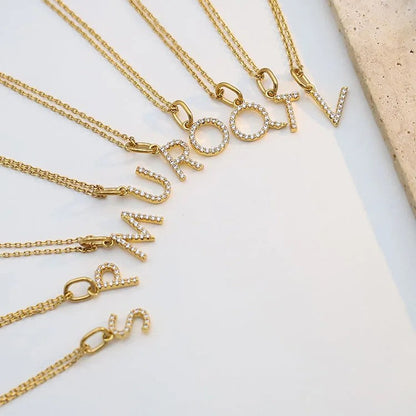 Crystal Letter Pendant Necklace