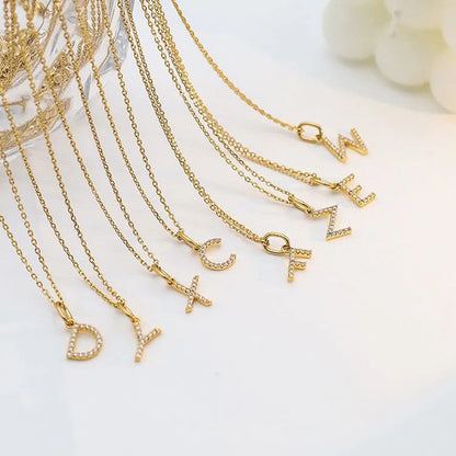 Crystal Letter Pendant Necklace