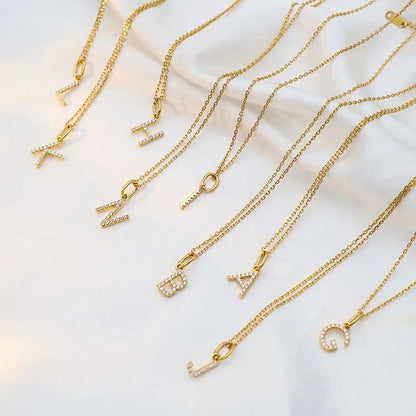 Crystal Letter Pendant Necklace